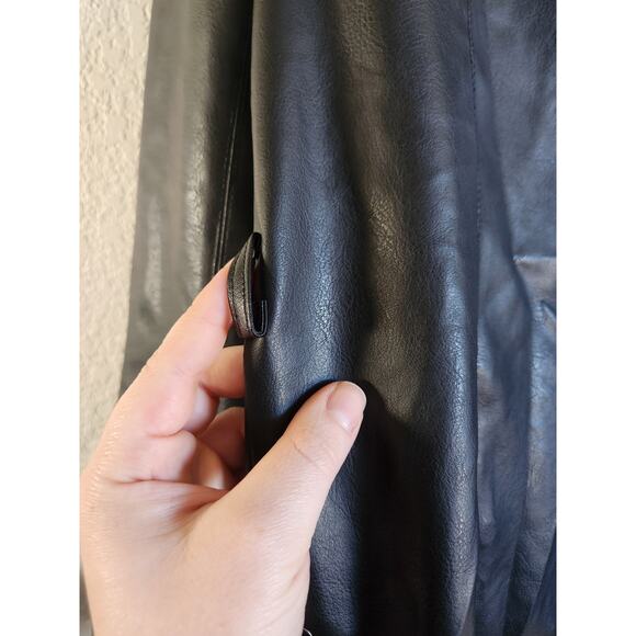 Beware Grunge Women's Faux Leather Lace-Up Long Jacket-XL - Picture 4 of 10